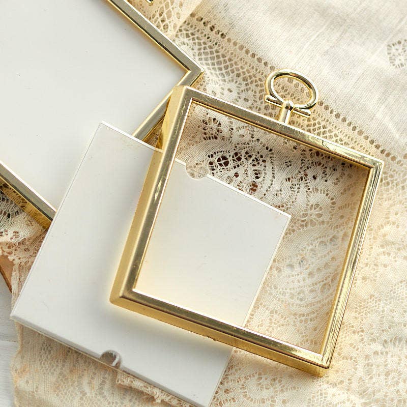 Mini Gold Plastic Ornament Frames 2pcs - Select Shape- - The Celebration Co.