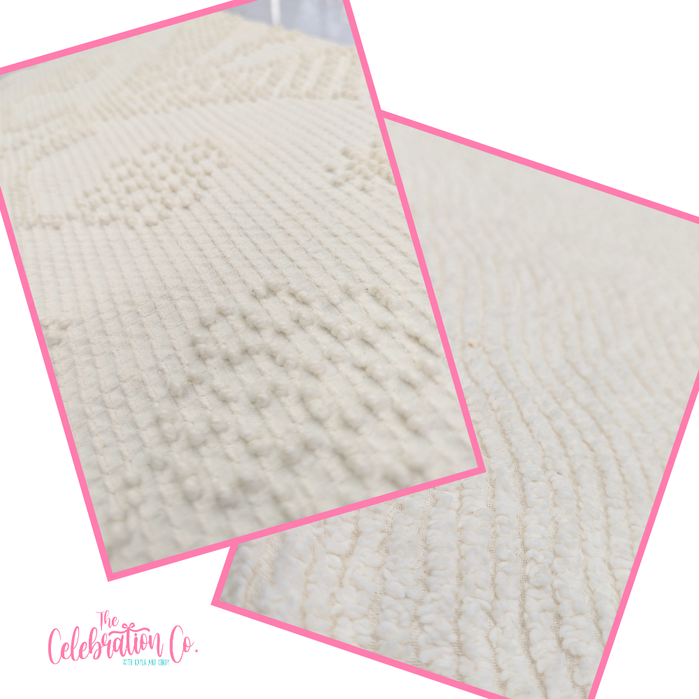 Vintage Chenille Bedspread Fat Quarter - White (Approx. 22" x 20")