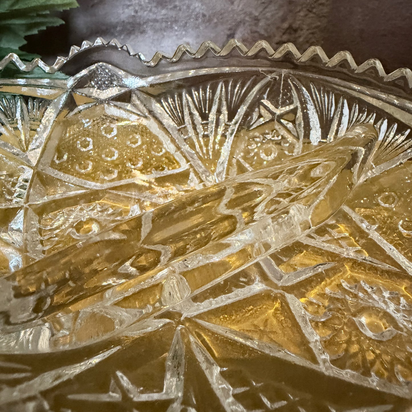 Vintage Clear Pressed Glass Divided Relish Dish with Sawtooth Edge- vintage- The Celebration Co.