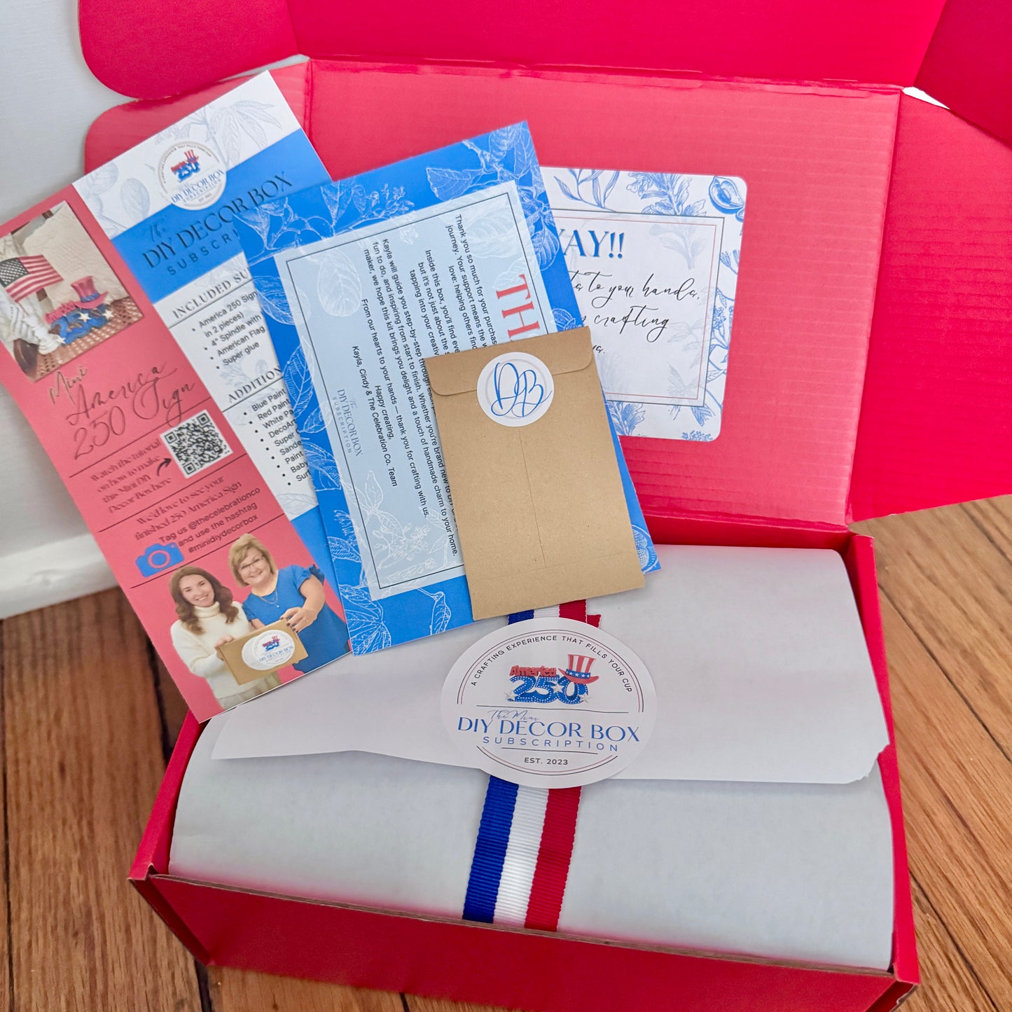 Mini DIY Decor Box - America 250 Sign & Flag- Special- The Celebration Co.