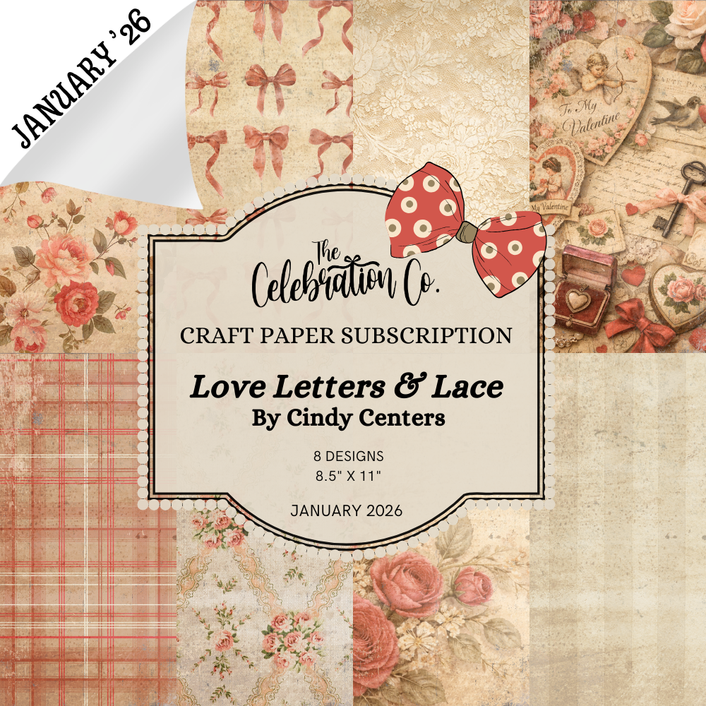 Love Letters and Lace - Digital Download - Craft Paper Set- Digital- The Celebration Co.