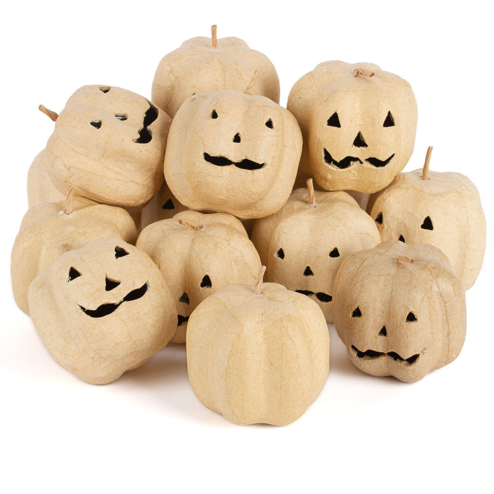 Paper Mache Jack O' Lantern Pumpkins 2-7/16" Diameter - 2 Pack- Craft Supplies- The Celebration Co.
