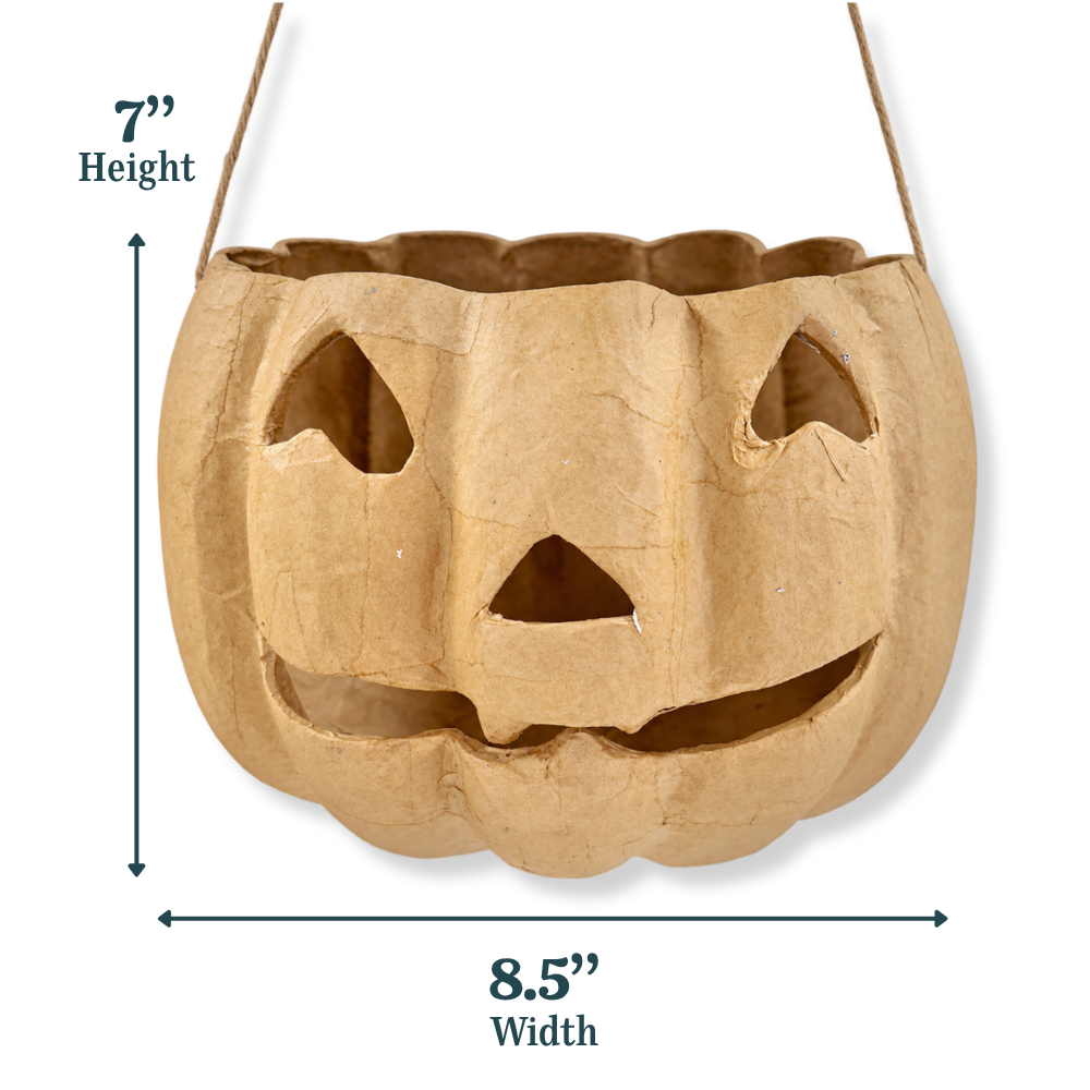 Paper Mache Hanging Jack-O’-Lantern Pumpkin Basket