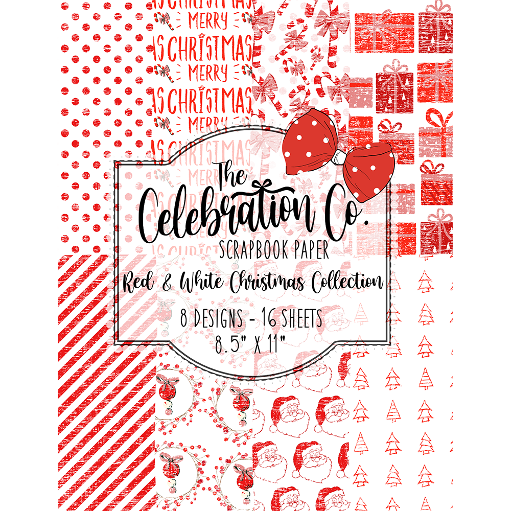 Red and White Christmas - Digital Download - Craft Paper Package - The Celebration Co.