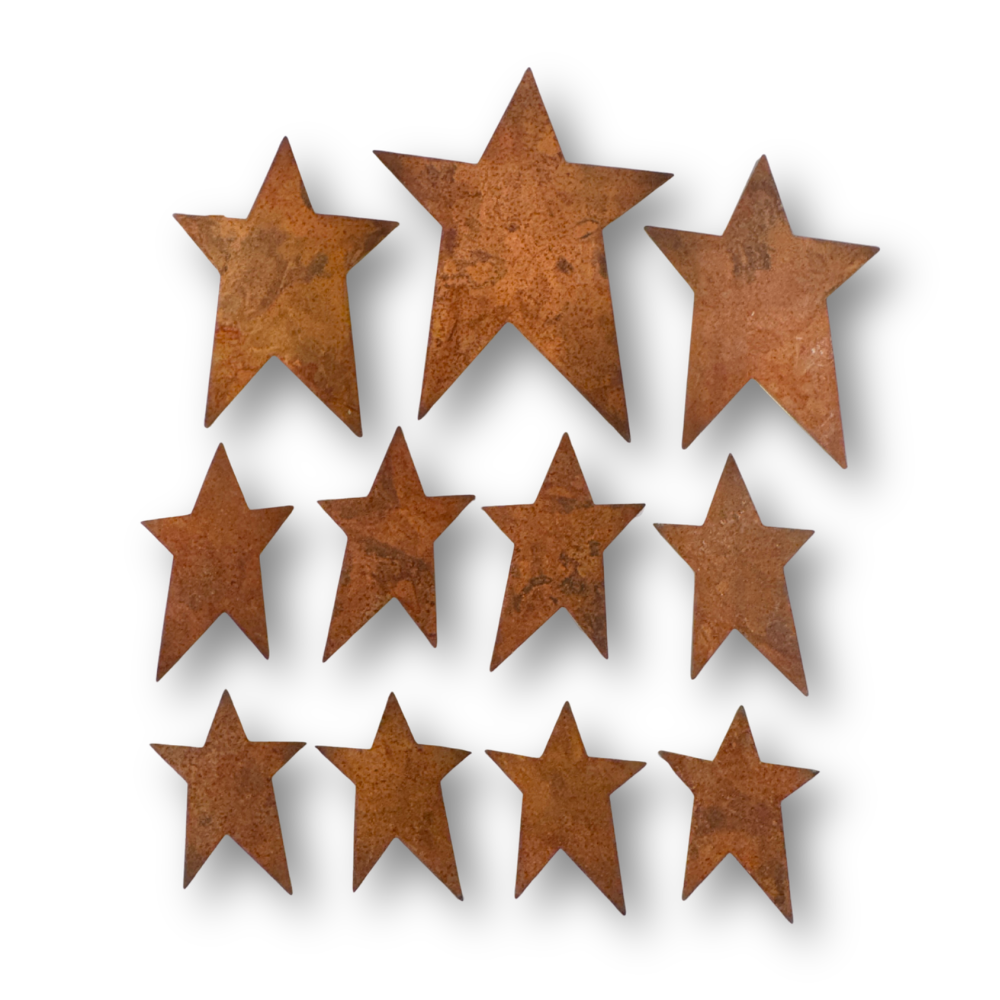 Rusty Tin Primitive Stars- Decor- The Celebration Co.