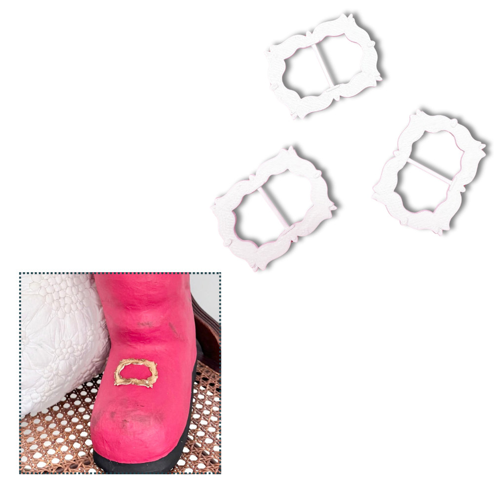 Santa Buckles – Set of 3 Festive Accents- 3D- The Celebration Co.