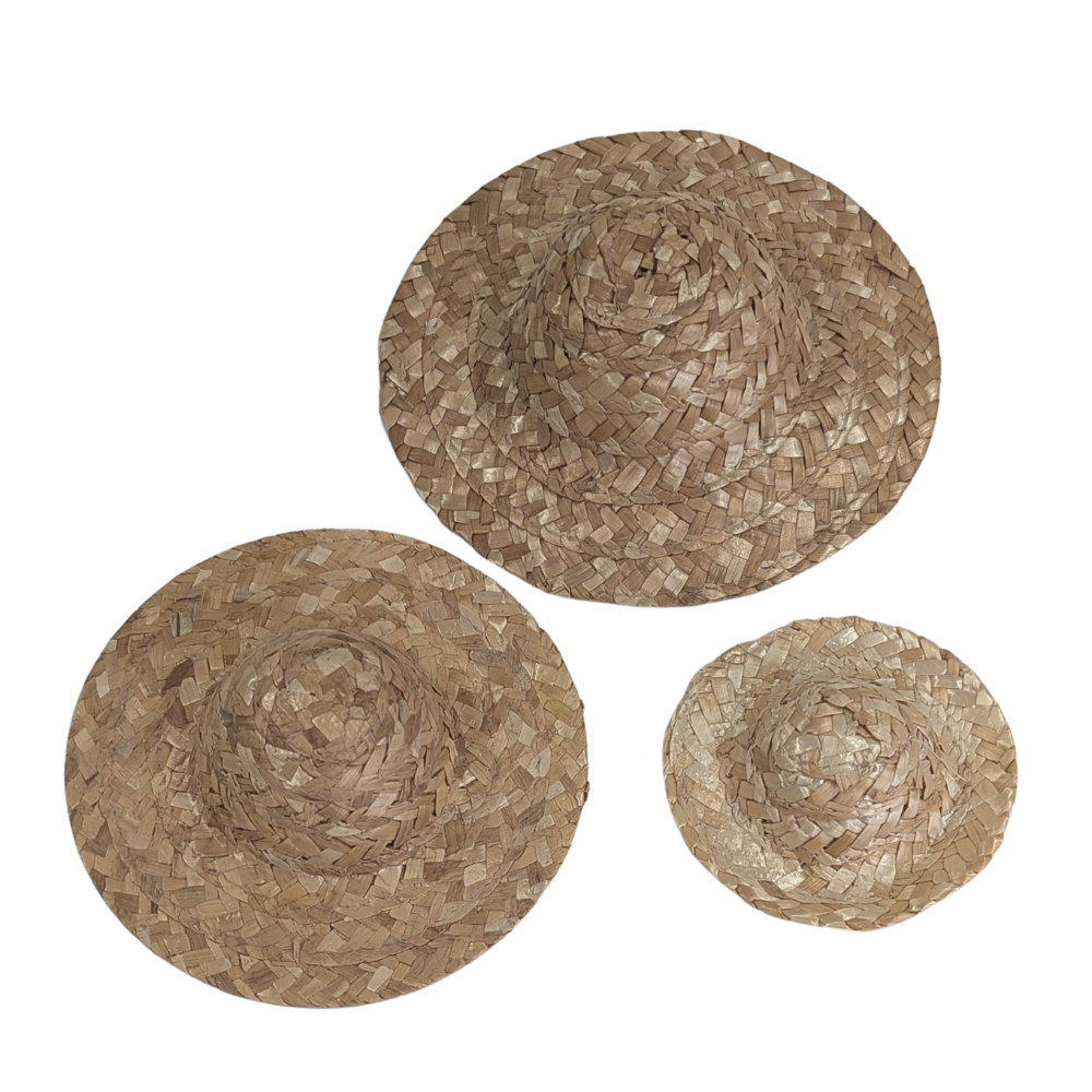 Woven Natural Straw Hat - Set of 3