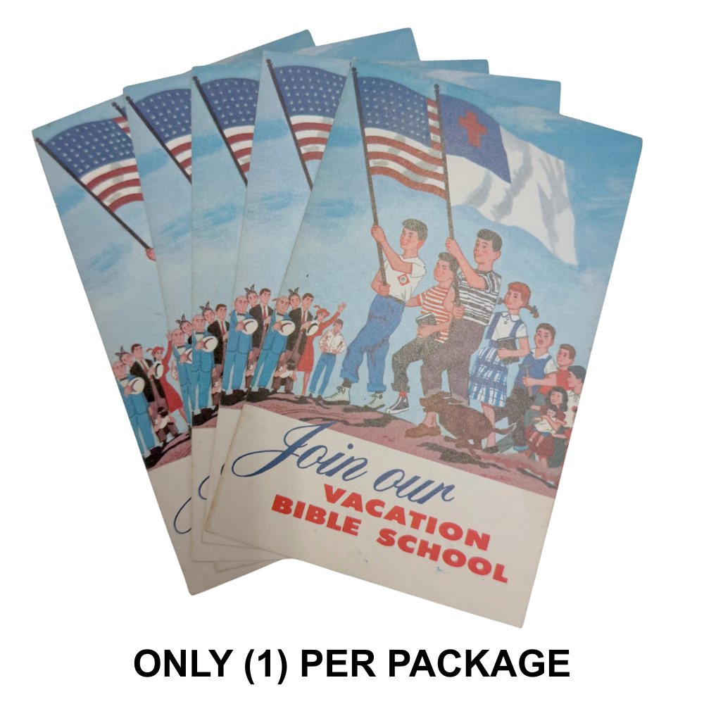 Vintage “Join Our Vacation Bible School” Postcard- Crafting Paper- The Celebration Co.
