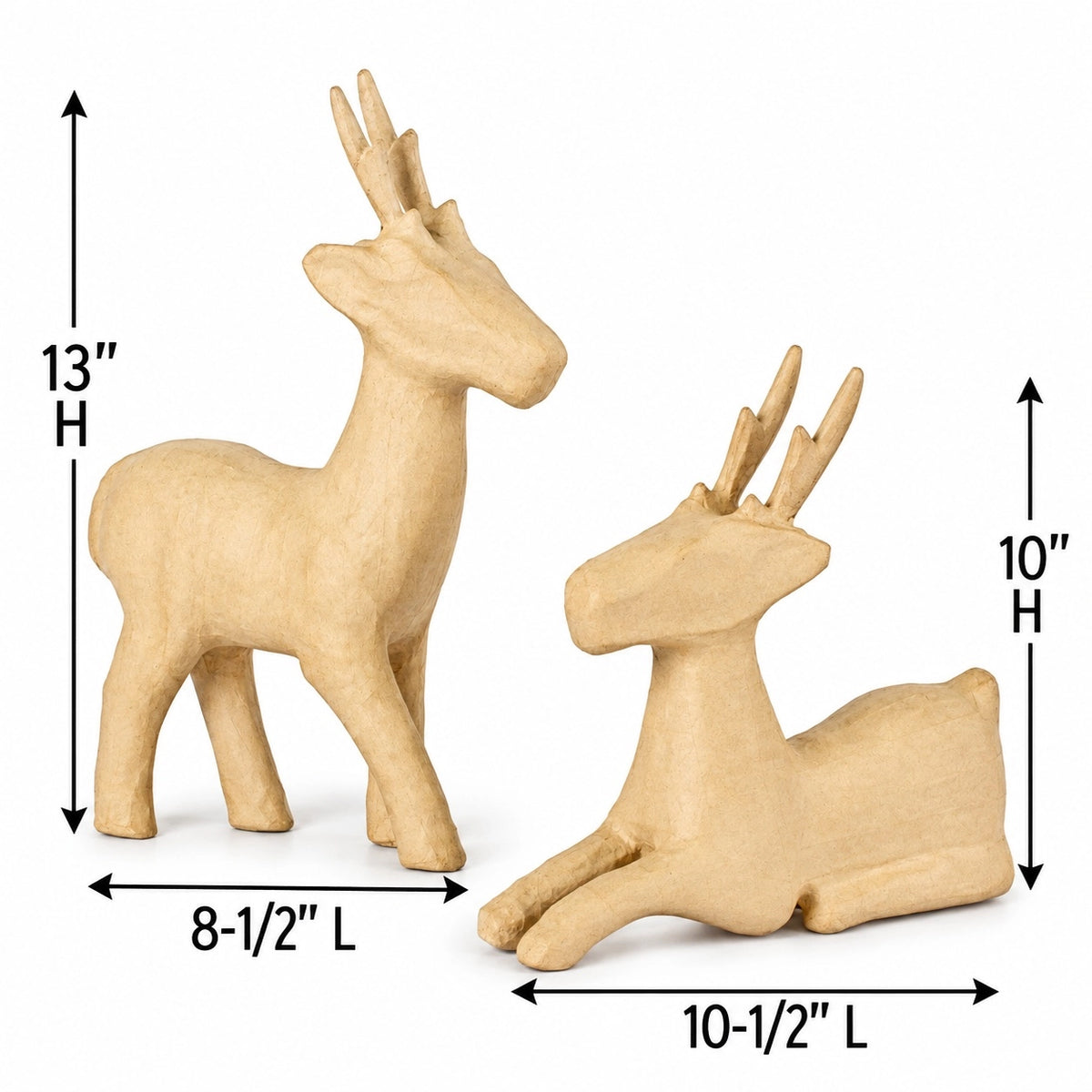 2-Pack Paper Mache Reindeer- Craft Supplies- The Celebration Co.
