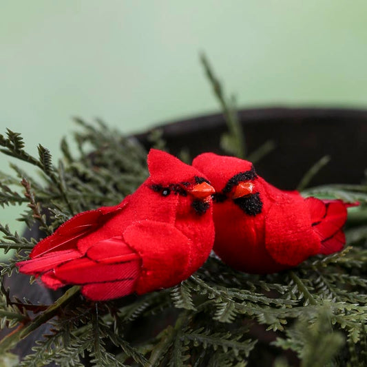 Mini Mushroom Red Cardinal Birds (Package of 2)