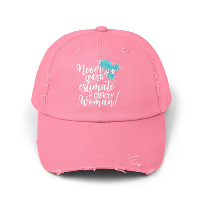 Never Underestimate a Crafty Woman – Distressed Unisex Cap