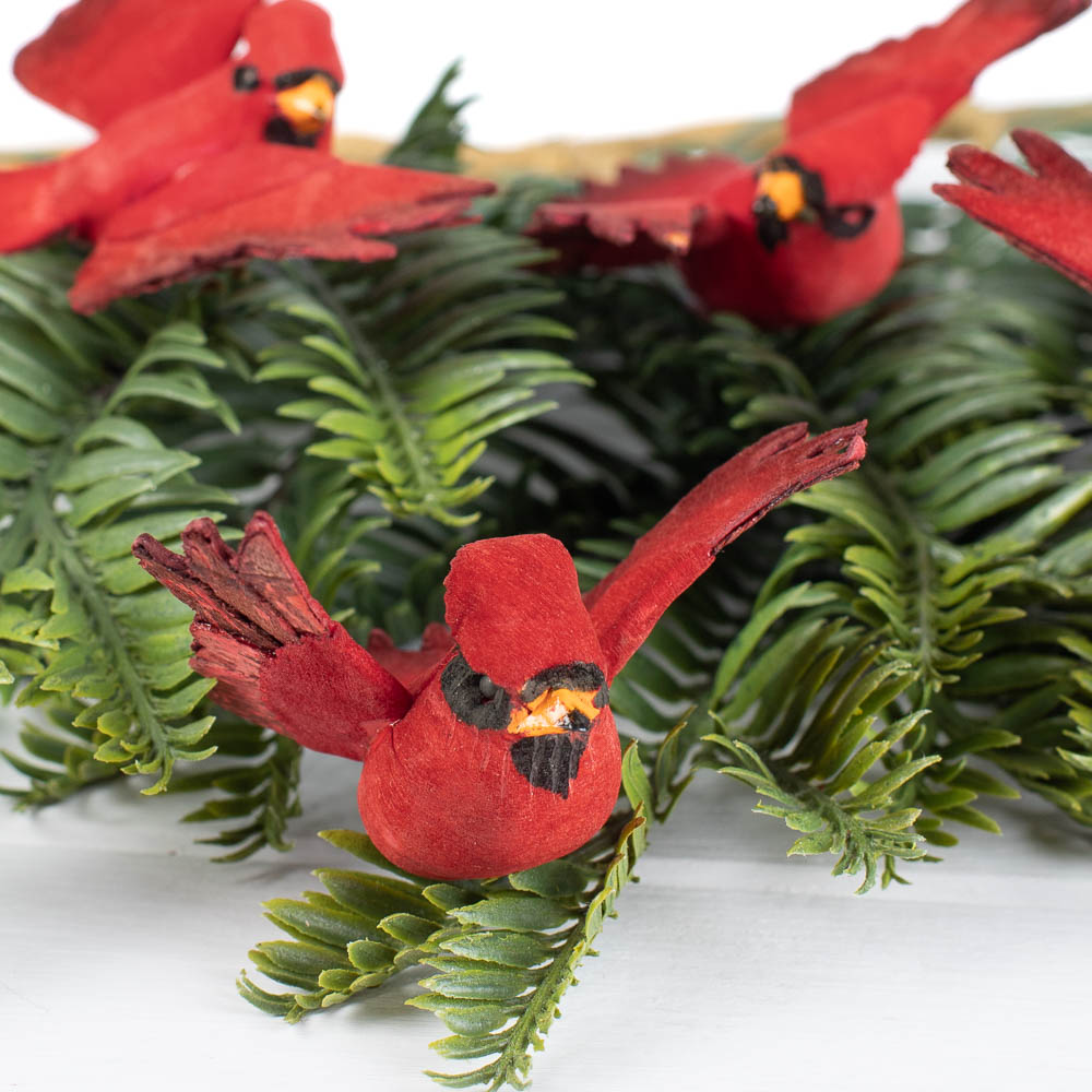 Mini Mushroom Red Cardinal Birds (Package of 2)