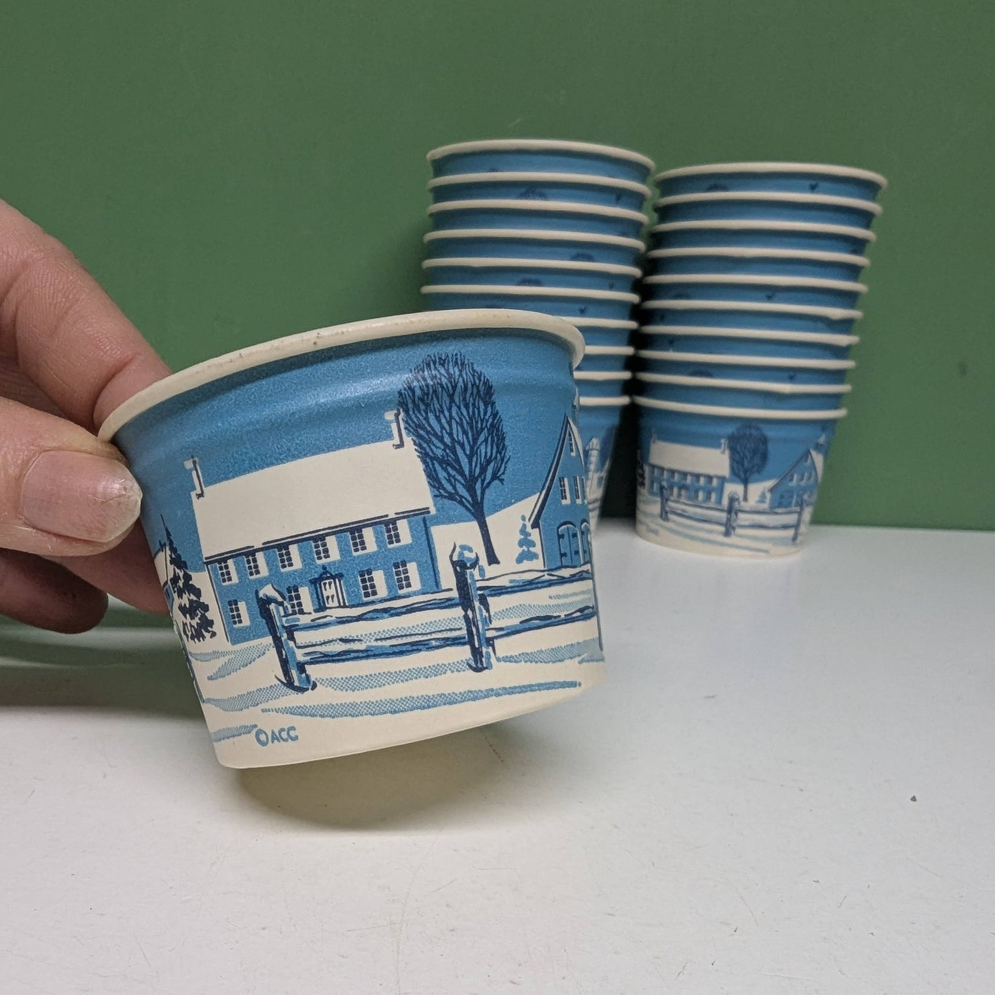 Vintage Winter Scene Ice Cream Cup-  vintage- The Celebration Co.