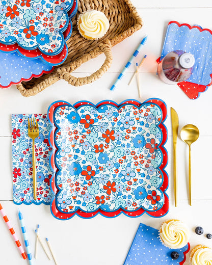 Floral Americana 9" Plate (Package of 8)-  Party- The Celebration Co.