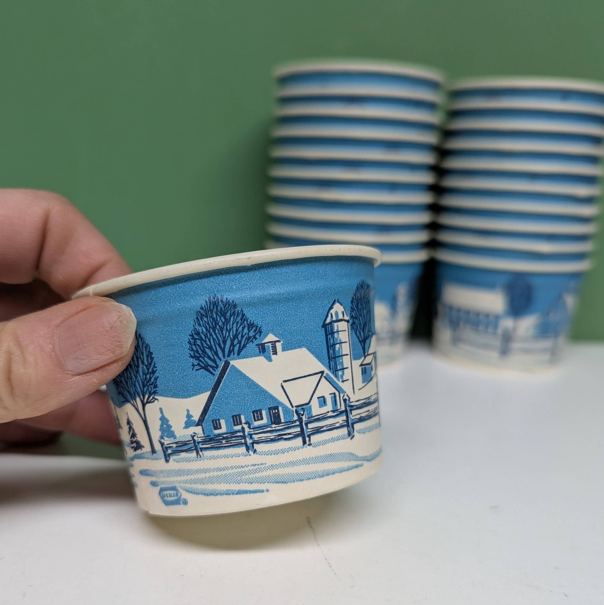 Vintage Winter Scene Ice Cream Cup-  vintage- The Celebration Co.
