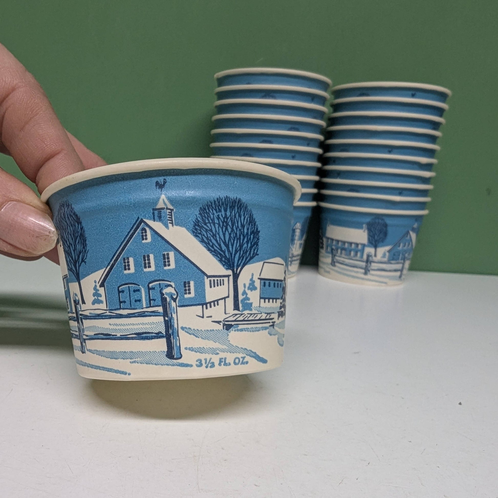 Vintage Winter Scene Ice Cream Cup-  vintage- The Celebration Co.