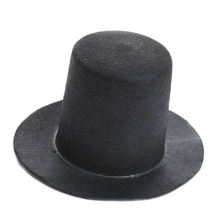 Black Flocked Stovepipe Top Hat-  Embellishments- The Celebration Co.