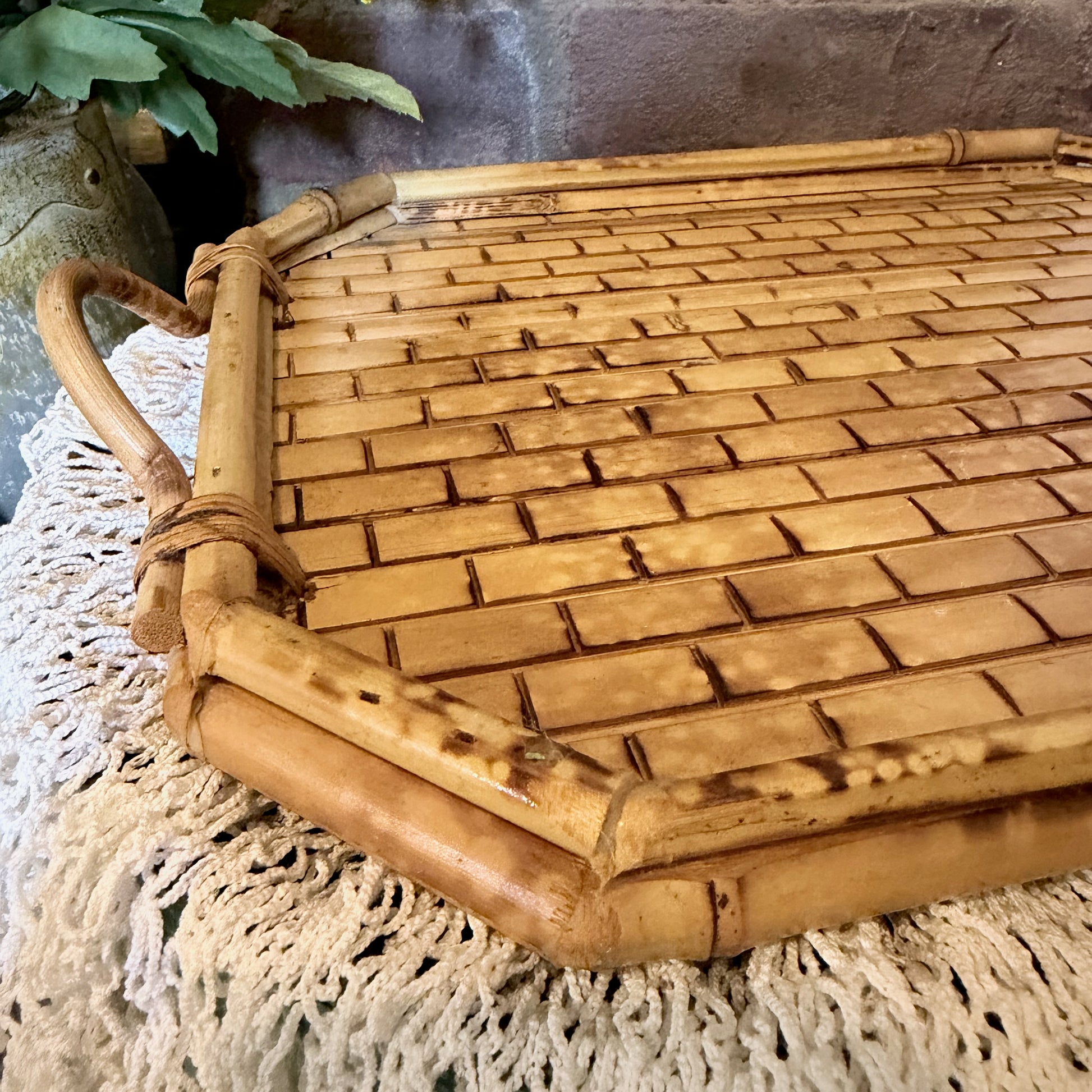Vintage Bamboo Serving Tray-  vintage- The Celebration Co.