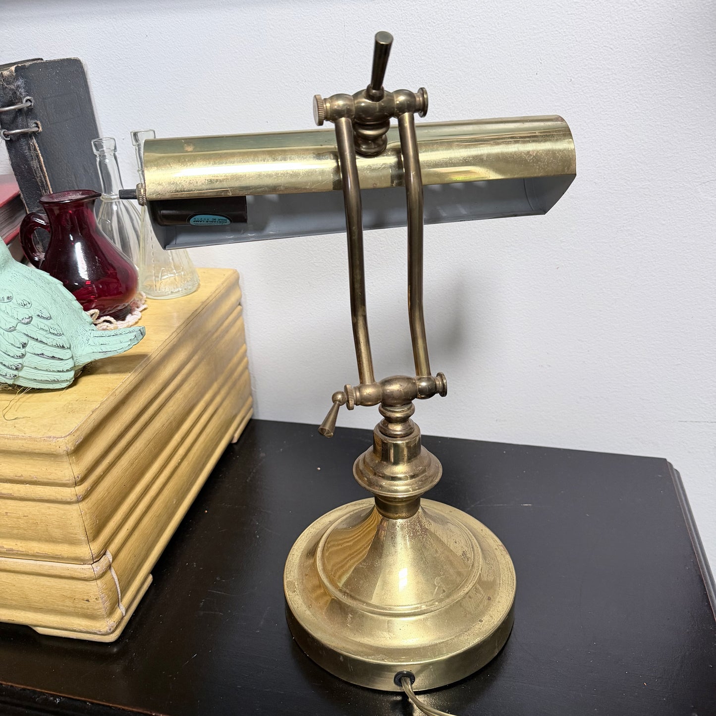Vintage Adjustable Brass Bankers/Piano/Desk Lamp-  vintage- The Celebration Co.