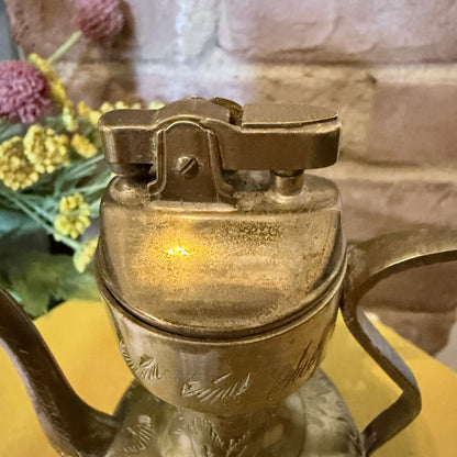 Vintage Sarna Brass India Teapot / Genie Tabletop Petrol Cigarette Lighter-  vintage- The Celebration Co.