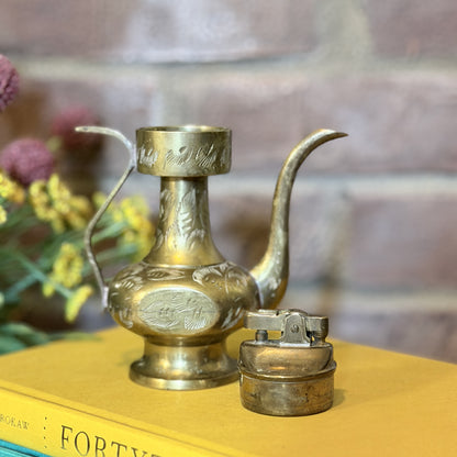 Vintage Sarna Brass India Teapot / Genie Tabletop Petrol Cigarette Lighter-  vintage- The Celebration Co.