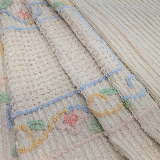 Vintage Chenille White Crib Blanket-  vintage- The Celebration Co.