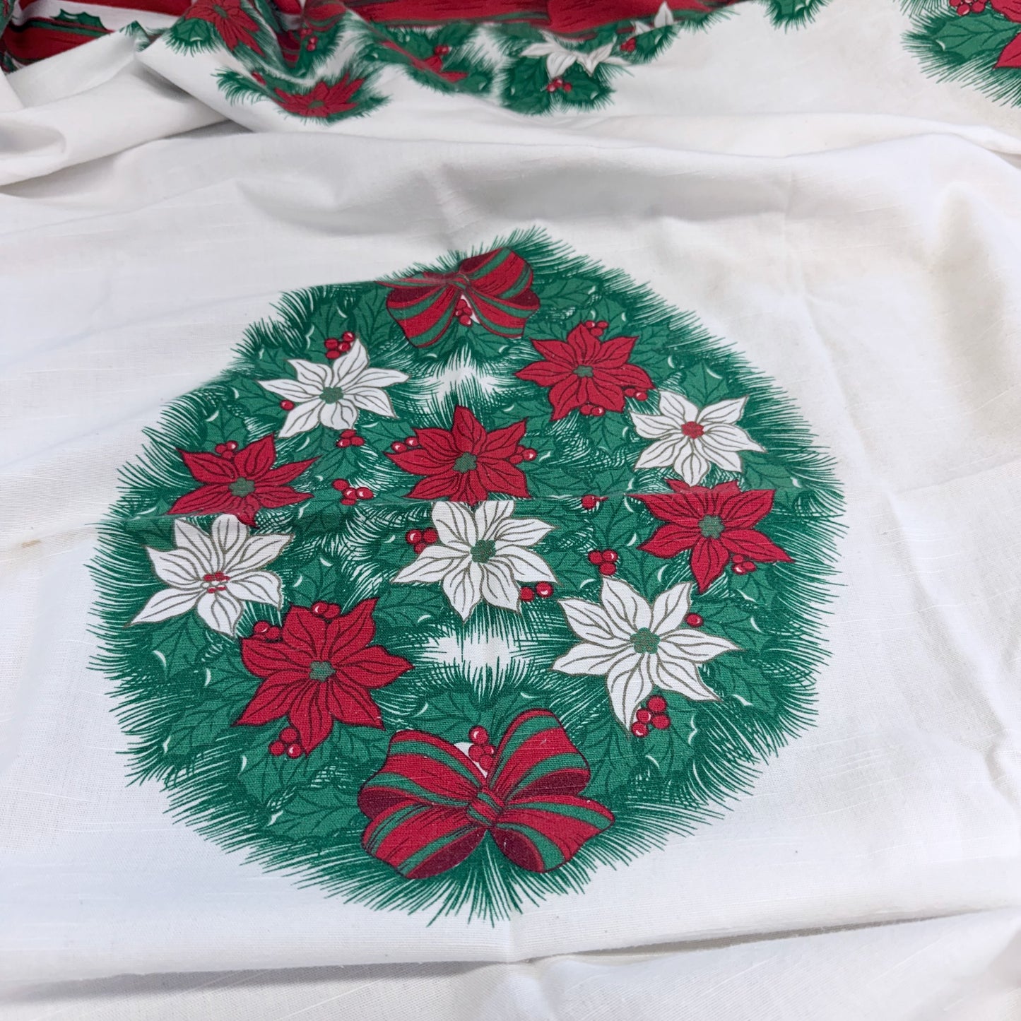 Vintage Poinsettia Tablecloth (52" x 52" Square)-  vintage- The Celebration Co.