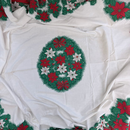 Vintage Poinsettia Tablecloth (52" x 52" Square)-  vintage- The Celebration Co.