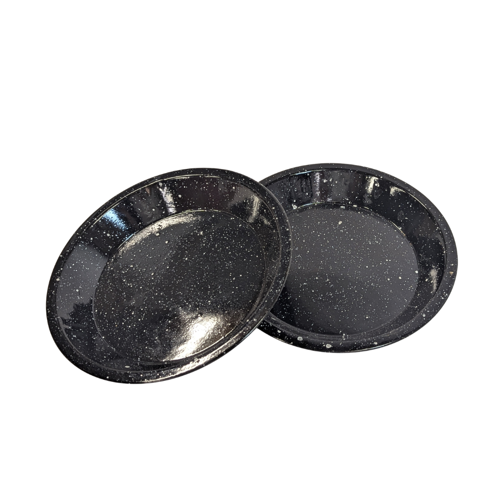 Vintage Black Enamelware Pie Pans (Set of 2)-  vintage- The Celebration Co.