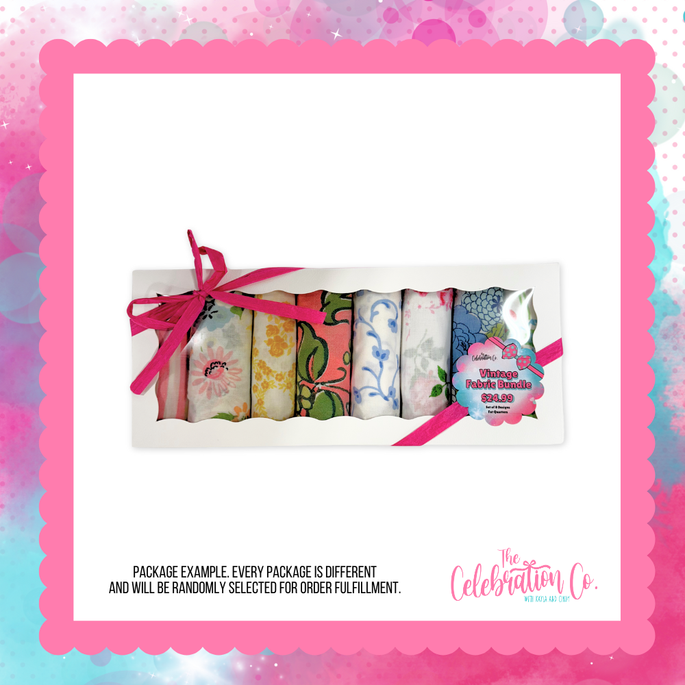 Vintage Fabric Fat Quarters - Package of 8 (Sizes Vary)