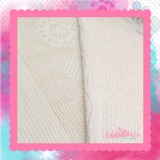Vintage Chenille Bedspread Fat Quarter - White (Approx. 22" x 20")
