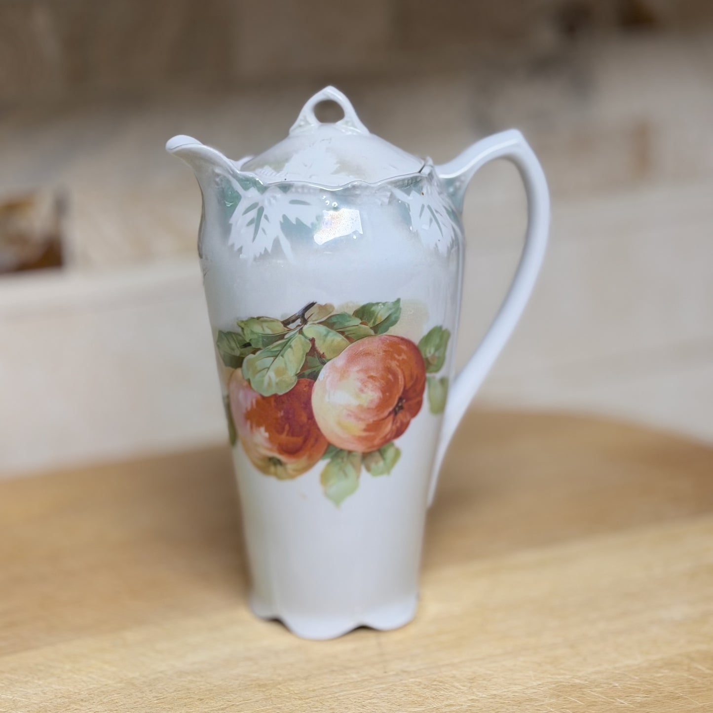 Vintage Carl Schumann Bavaria-Inspired Porcelain Set with Fruit Motif Pitcher, Cups, Covered Canister & Plate-  vintage- The Celebration Co.