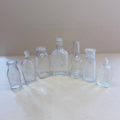 Vintage Clear Glass Bottle Collection (Set of 7)-  vintage- The Celebration Co.
