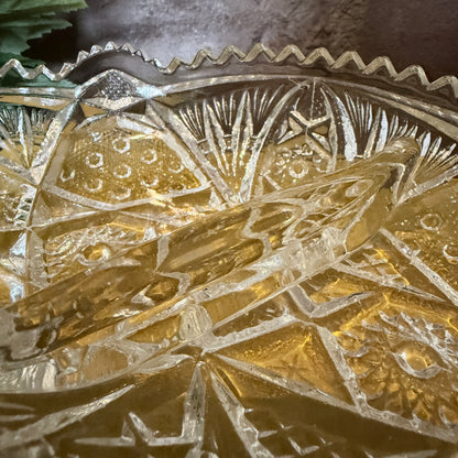 Vintage Clear Pressed Glass Divided Relish Dish with Sawtooth Edge-  vintage- The Celebration Co.