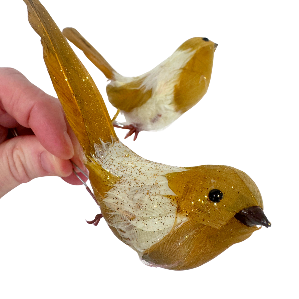 Gold Glitter Bird  2"