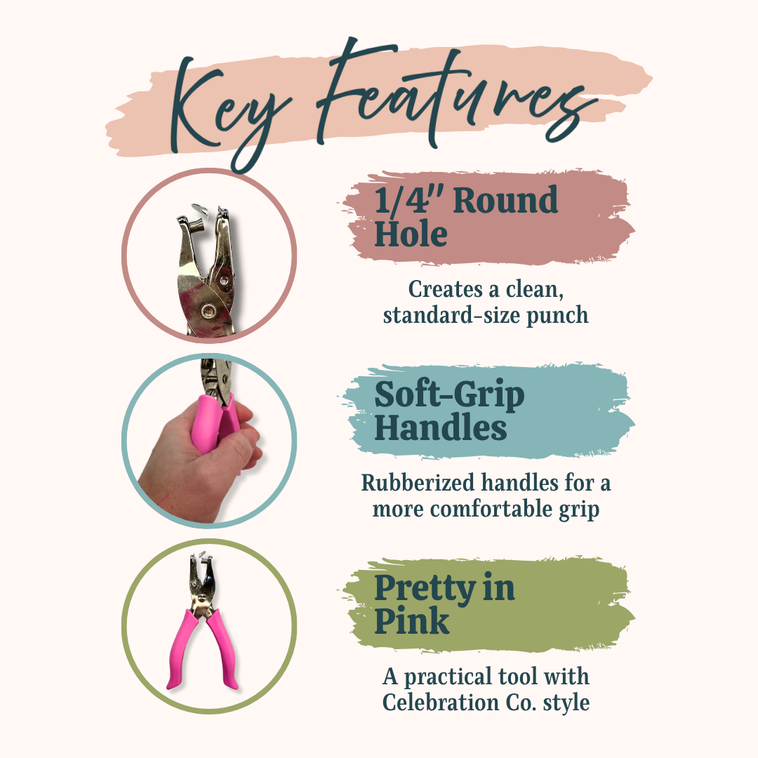 Pink Soft-Grip ¼" Hole Punch