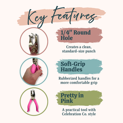 Pink Soft-Grip ¼" Hole Punch