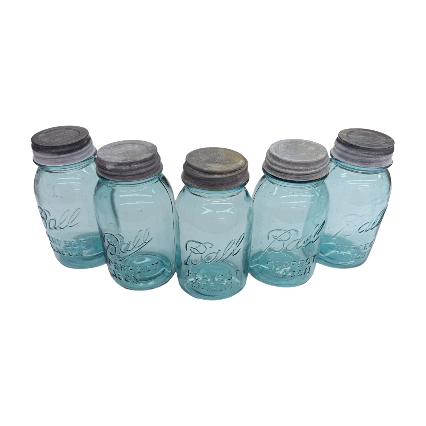 Vintage Blue Ball Jar (Quart) with Zinc Lid-  Decor- The Celebration Co.