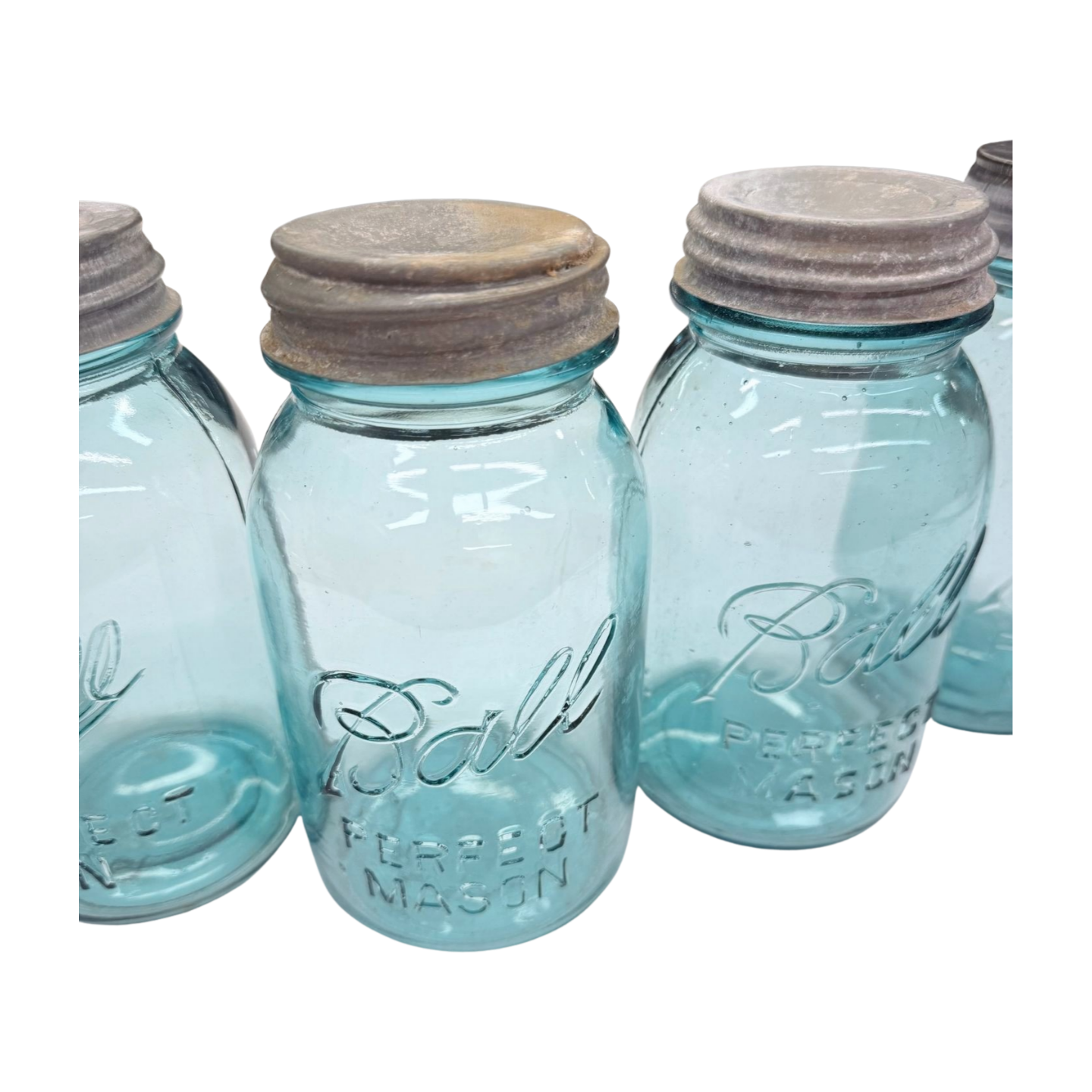 Vintage Blue Ball Jar (Quart) with Zinc Lid-  Decor- The Celebration Co.