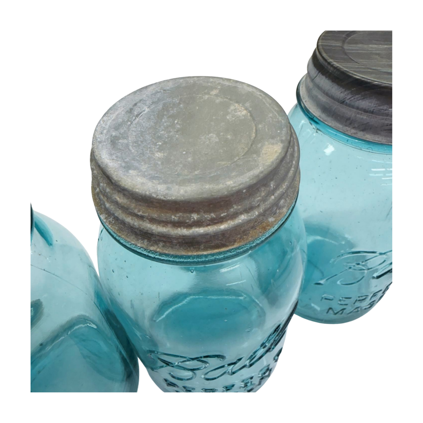 Vintage Blue Ball Jar (Quart) with Zinc Lid-  Decor- The Celebration Co.