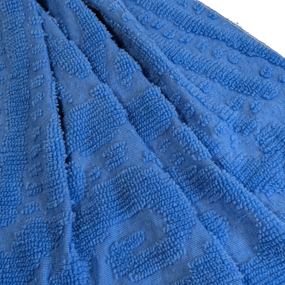 Vintage Chenille Bedspread Fat Quarter - Royal Blue - Square Design (Approx. 18"x24")