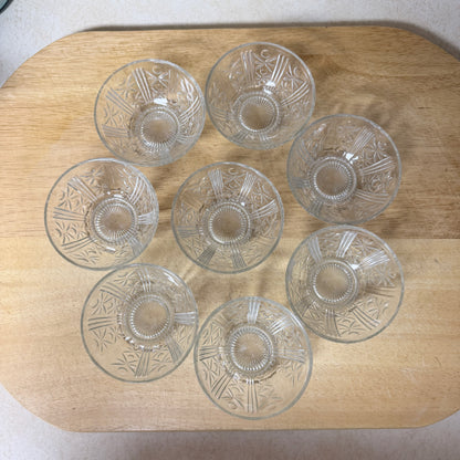 Vintage Clear Pressed Glass Punch/Dessert Cups (Set of 8)-  vintage- The Celebration Co.