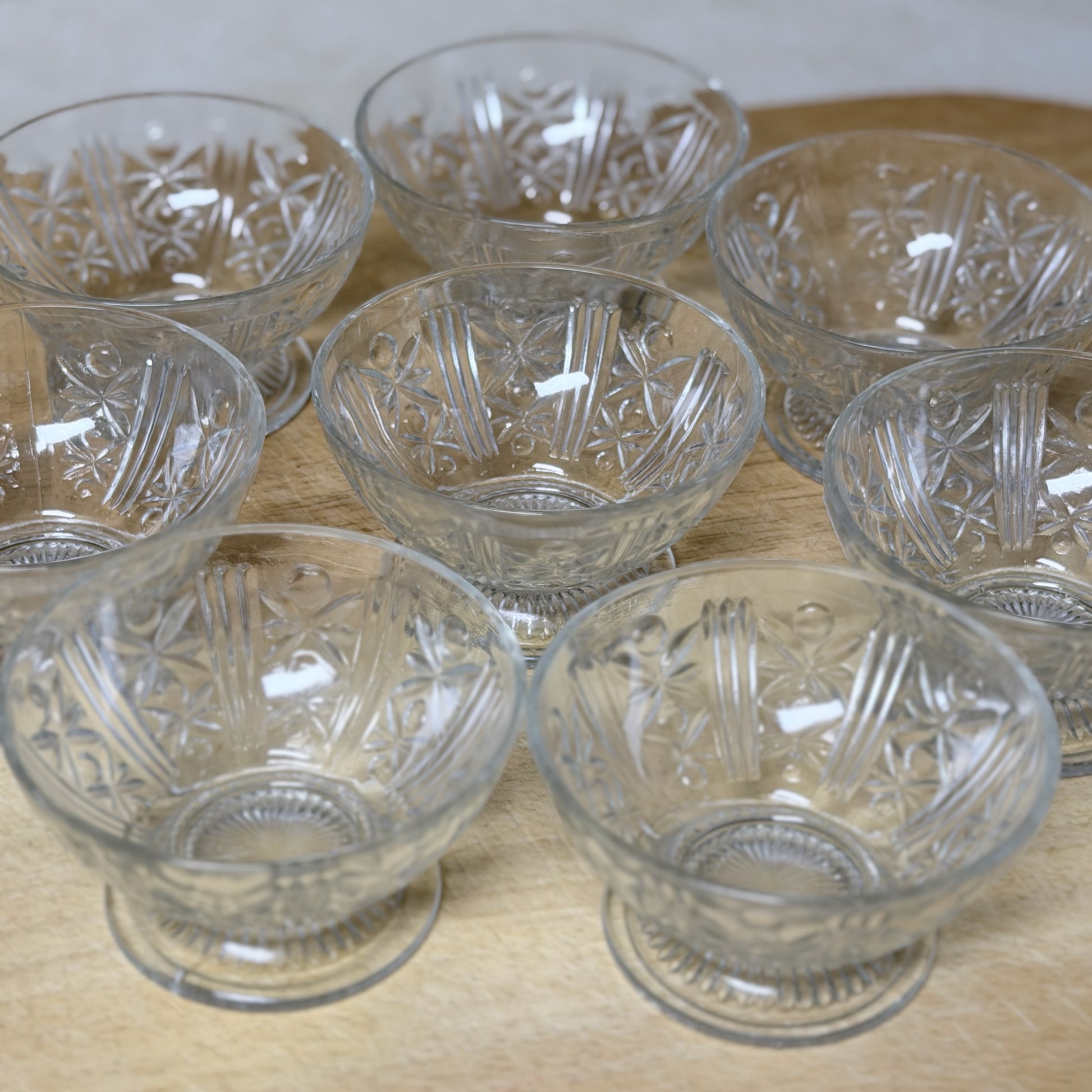 Vintage Clear Pressed Glass Punch/Dessert Cups (Set of 8)-  vintage- The Celebration Co.