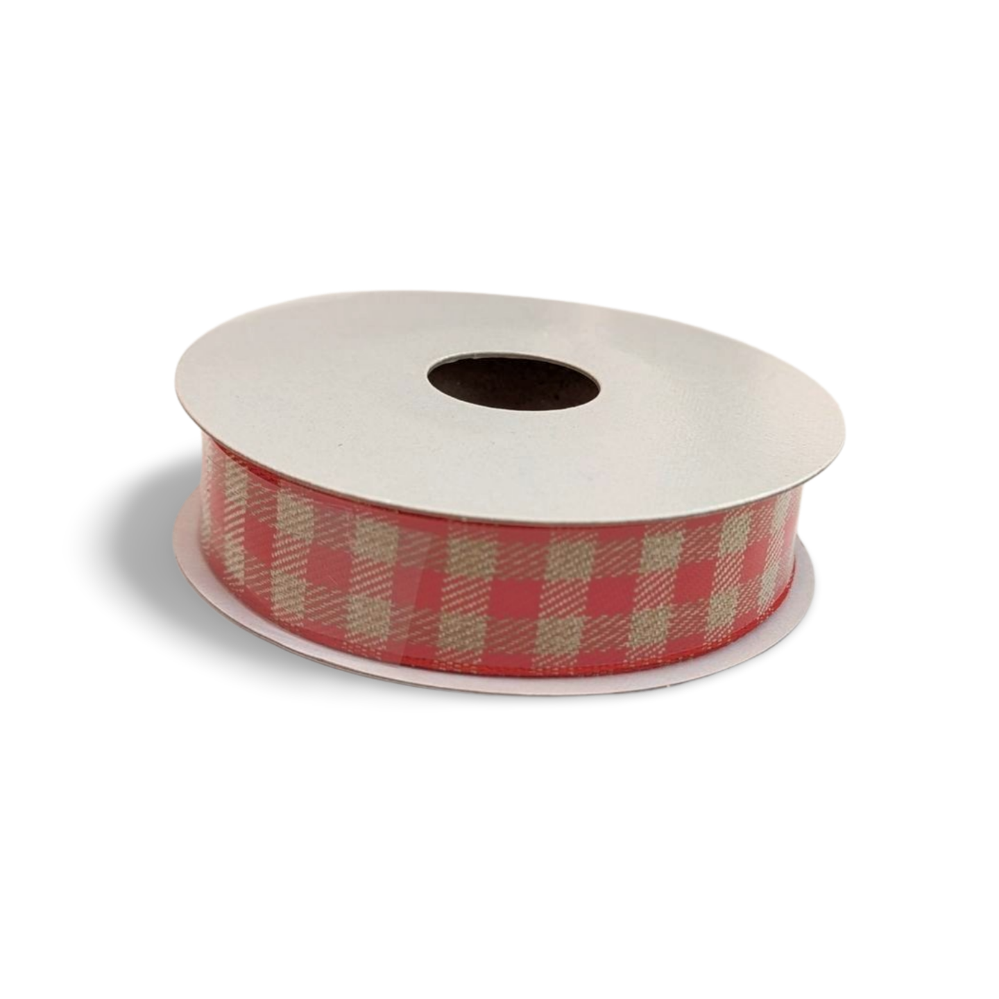 Red Gingham Wired Edge Ribbon – 7/8" x 10 Yards (Red & White or Red & Tan)-  12 Deals- The Celebration Co.