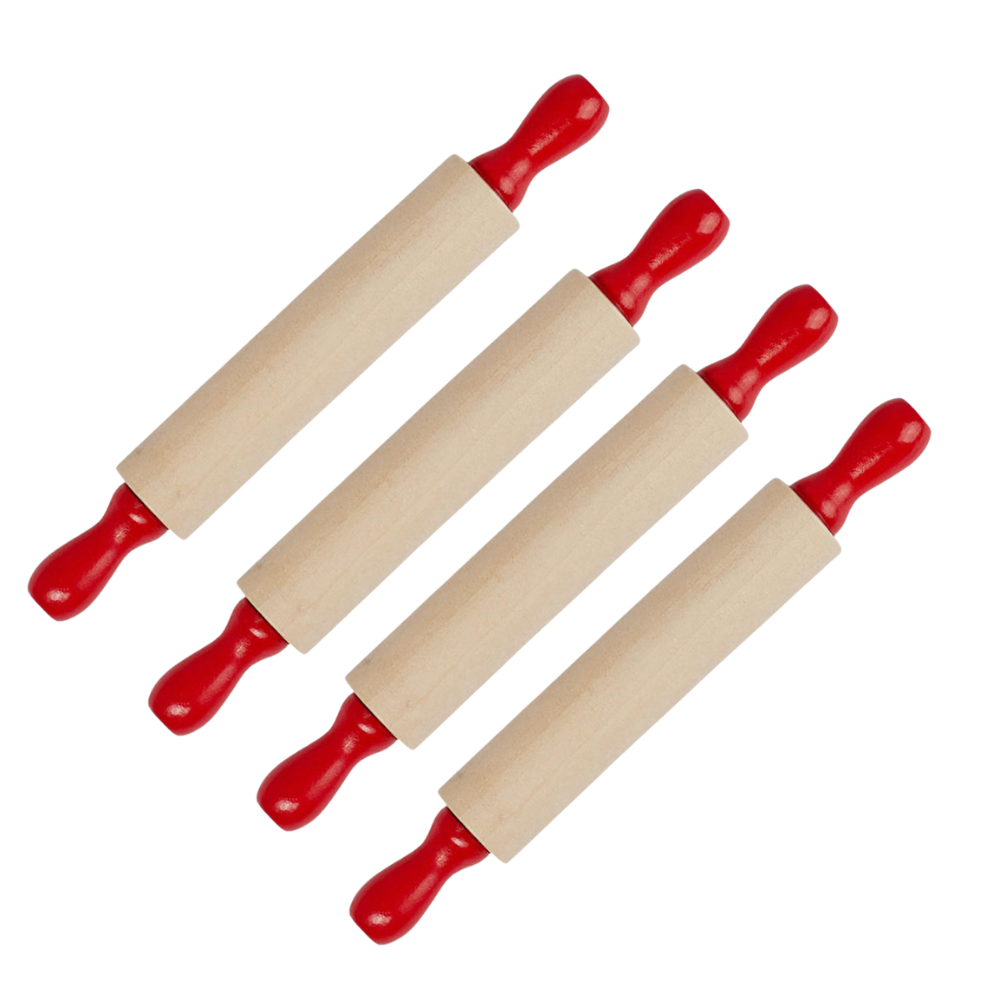 Wooden Red Handled Rolling Pin - 5" (4Pack)-  Craft Supplies- The Celebration Co.