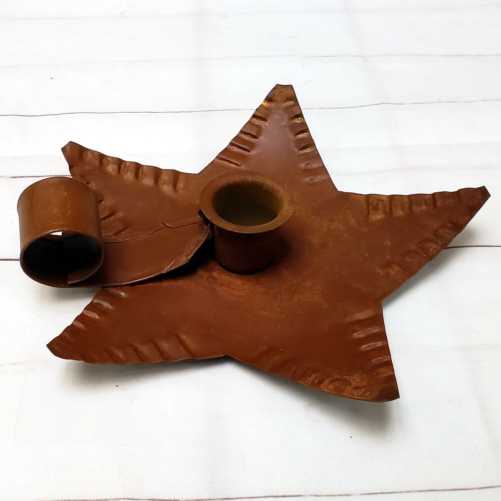 Rusty Metal Star Taper Candle Holder-  Rust- The Celebration Co.
