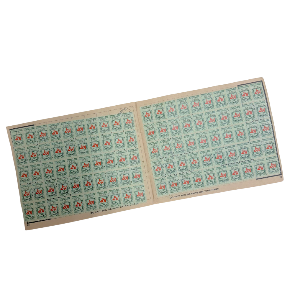 Vintage S&H Green Stamps Quick Saver Book with Filled Stamp Pages-  Crafting Paper- The Celebration Co.