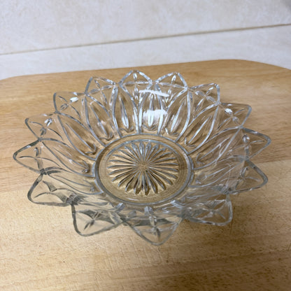 Vintage Federal Glass Co. Clear Glass Dish – Petal Flower & Cross Pattern – Scalloped Serving Bowl-  vintage- The Celebration Co.