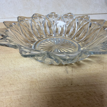 Vintage Federal Glass Co. Clear Glass Dish – Petal Flower & Cross Pattern – Scalloped Serving Bowl-  vintage- The Celebration Co.