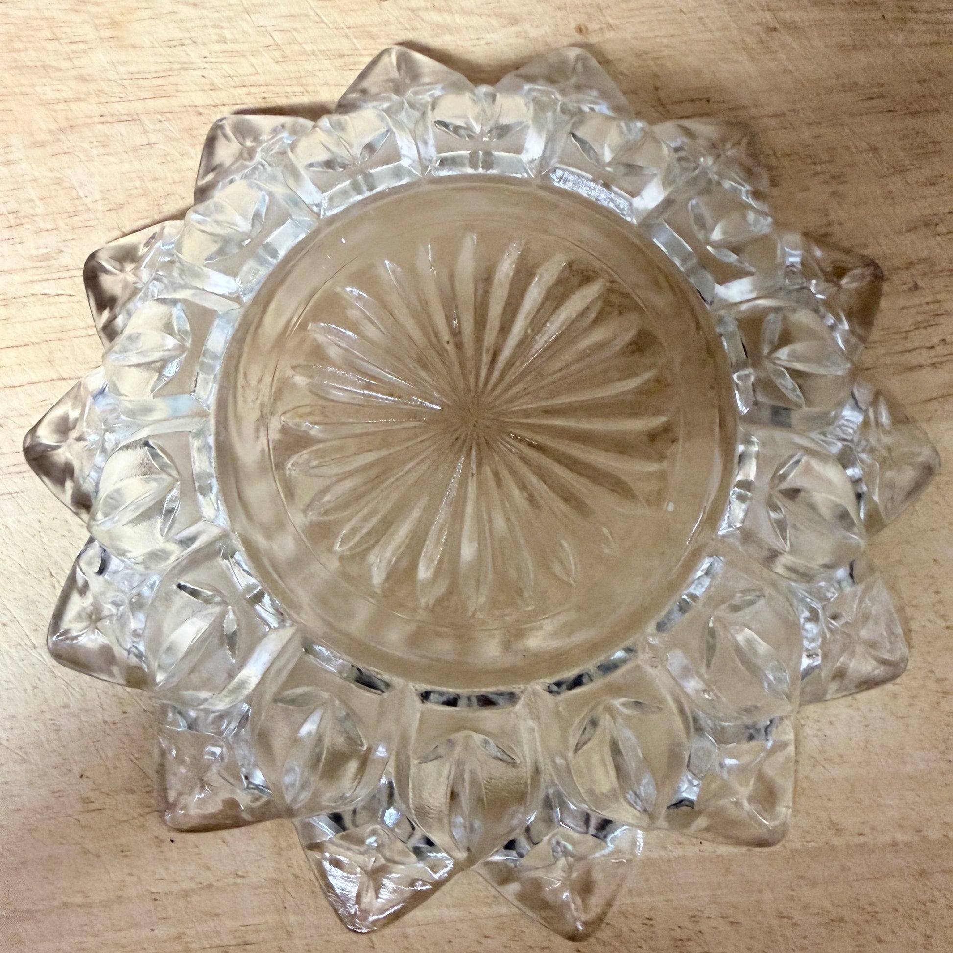 Vintage Federal Glass Co. Clear Glass Dish – Petal Flower & Cross Pattern – Scalloped Serving Bowl-  vintage- The Celebration Co.